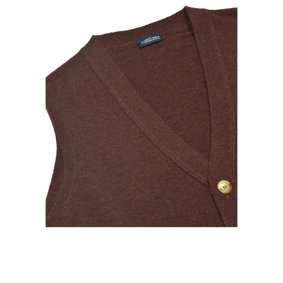 Super Geelong sleeveless cardigan - umber_neck