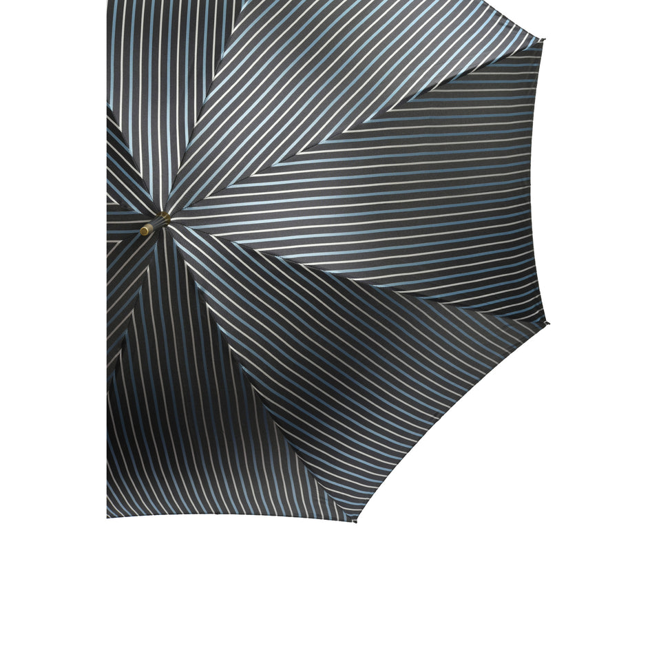 Amidé Hadelin | Leather handle on steel frame umbrella, navy/blue/white_canopy