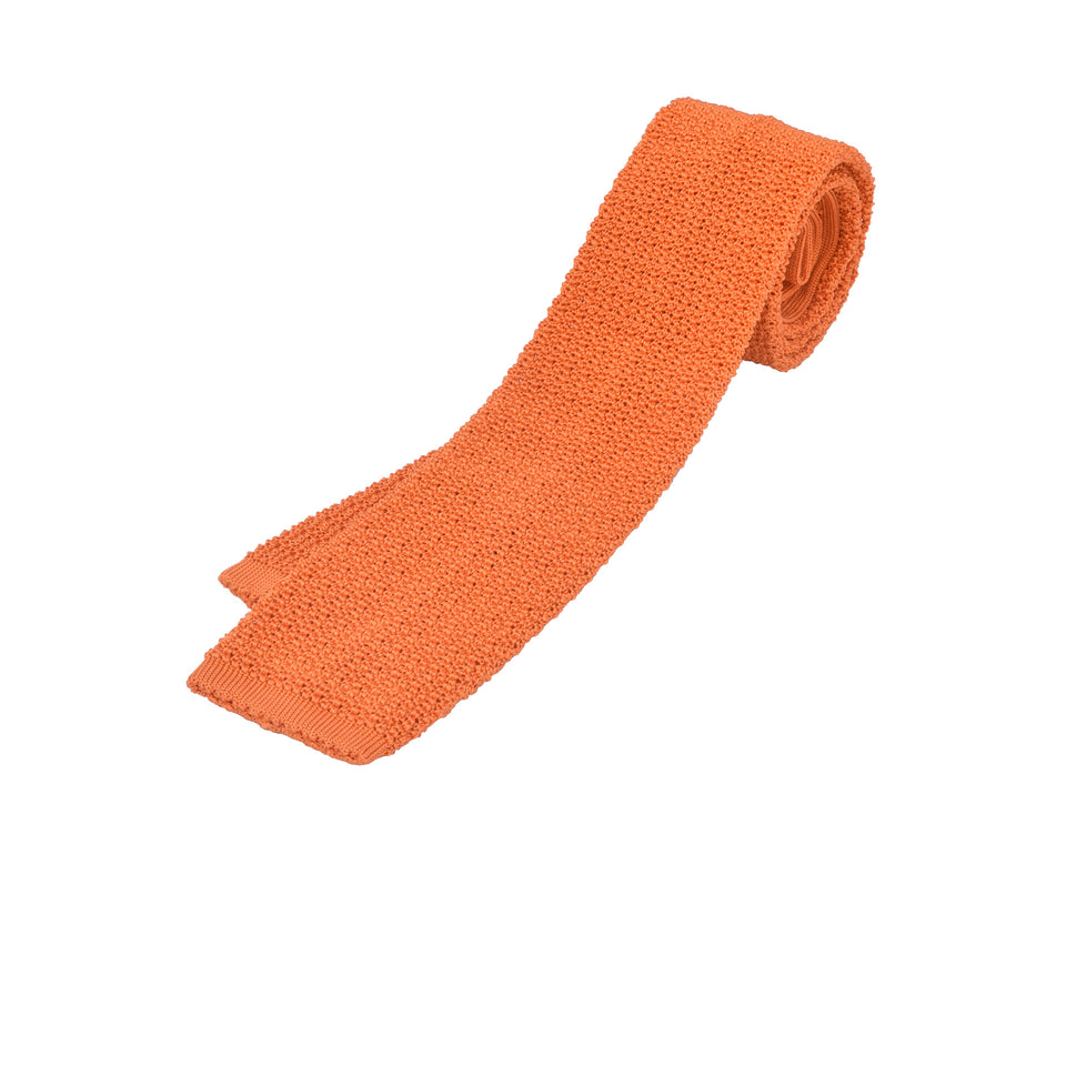 Orange Label | knit silk tie, Handmade in Germany, orange_full