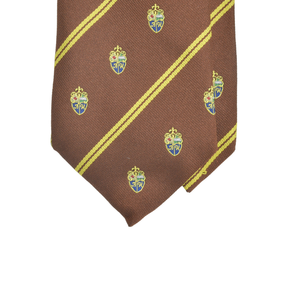 Amidé Hadelin | Amidé Hadelin crested silk tie, Handmade in Italy - brown_tip