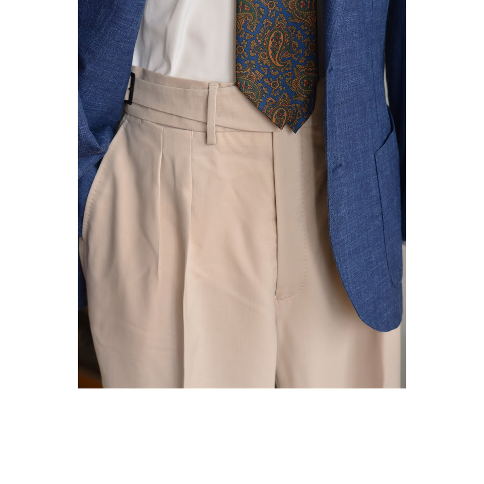 Amidé Hadelin | MTO | Huddersfield fresco half Gurkha trousers - beige_styled