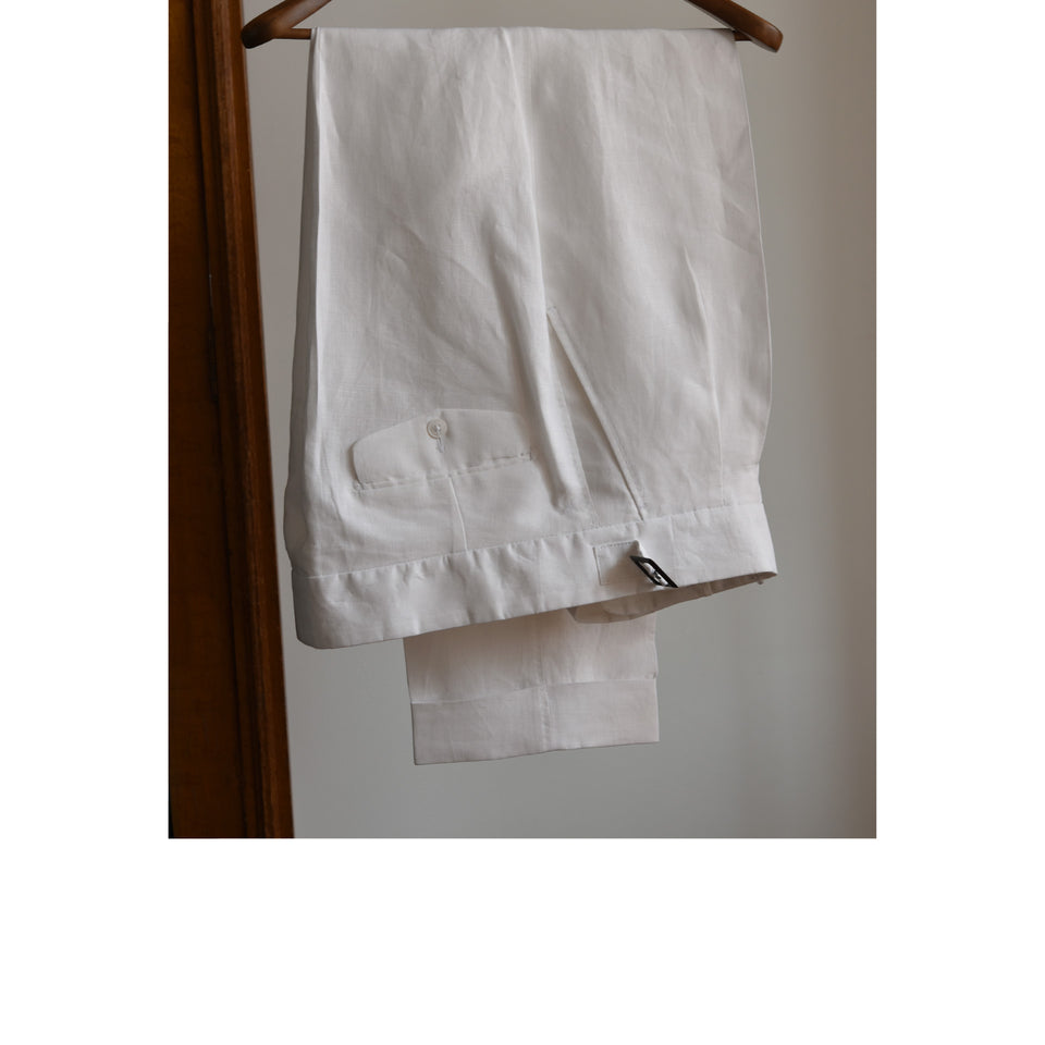 Amidé Hadelin | MTO | Linen Gurkha trousers - white_full