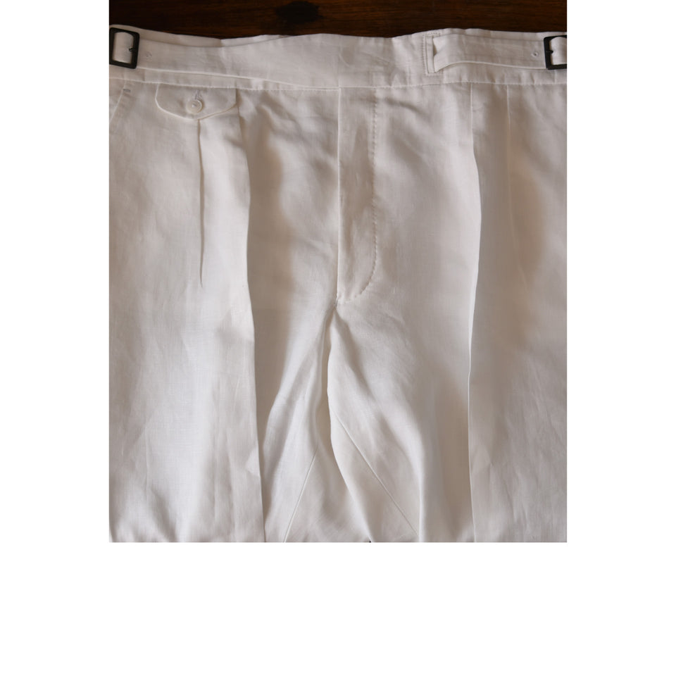 Amidé Hadelin | MTO | Linen Gurkha trousers - white_front