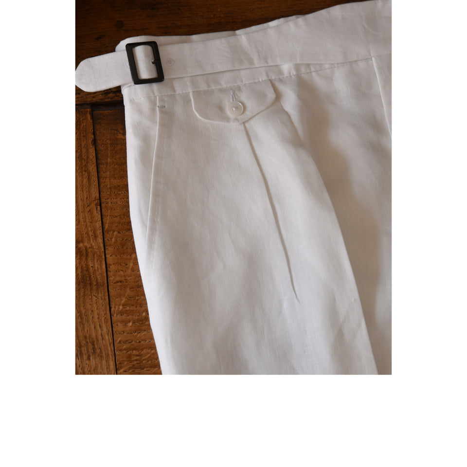 Amidé Hadelin | MTO | Linen Gurkha trousers - white_waistband