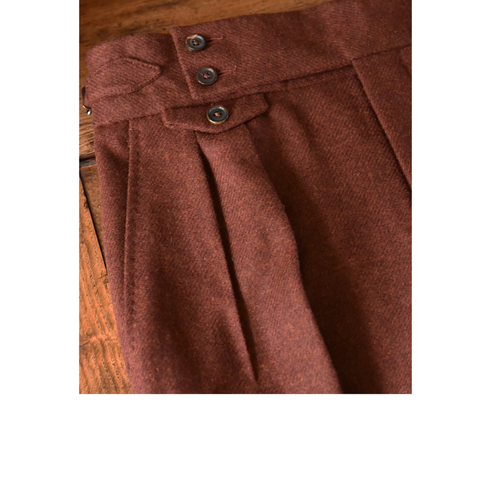 Amidé Hadelin | MTO | Merino tweed trousers - dark rust_waistband