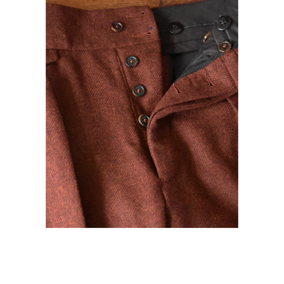 Amidé Hadelin | MTO | Merino tweed trousers - dark rust_button fly