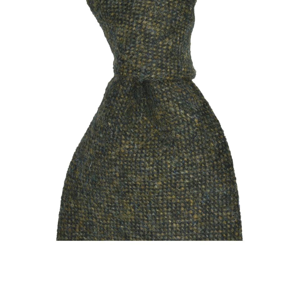 Amidé Hadelin | Abraham Moon Shetland tweed tie - Handmade in Italy, green_knot