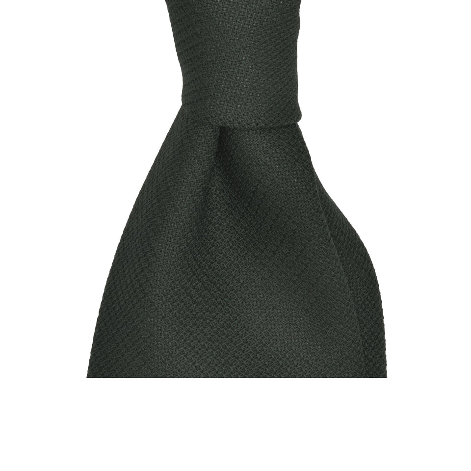 Amidé Hadelin | Fresco Mock Leno handmade Italian tie, hunter green_knot