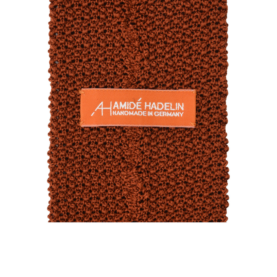 Orange Label | knit silk tie, burnt orange_back