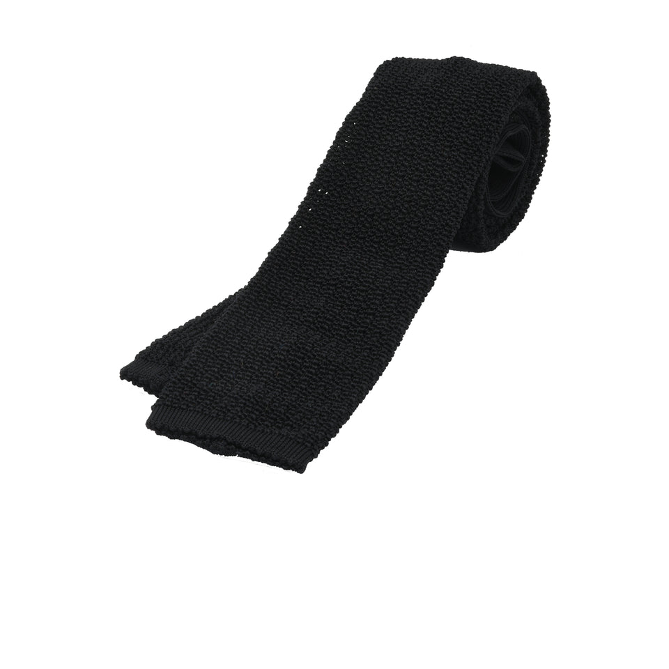 Orange Label | knit silk tie, black_full