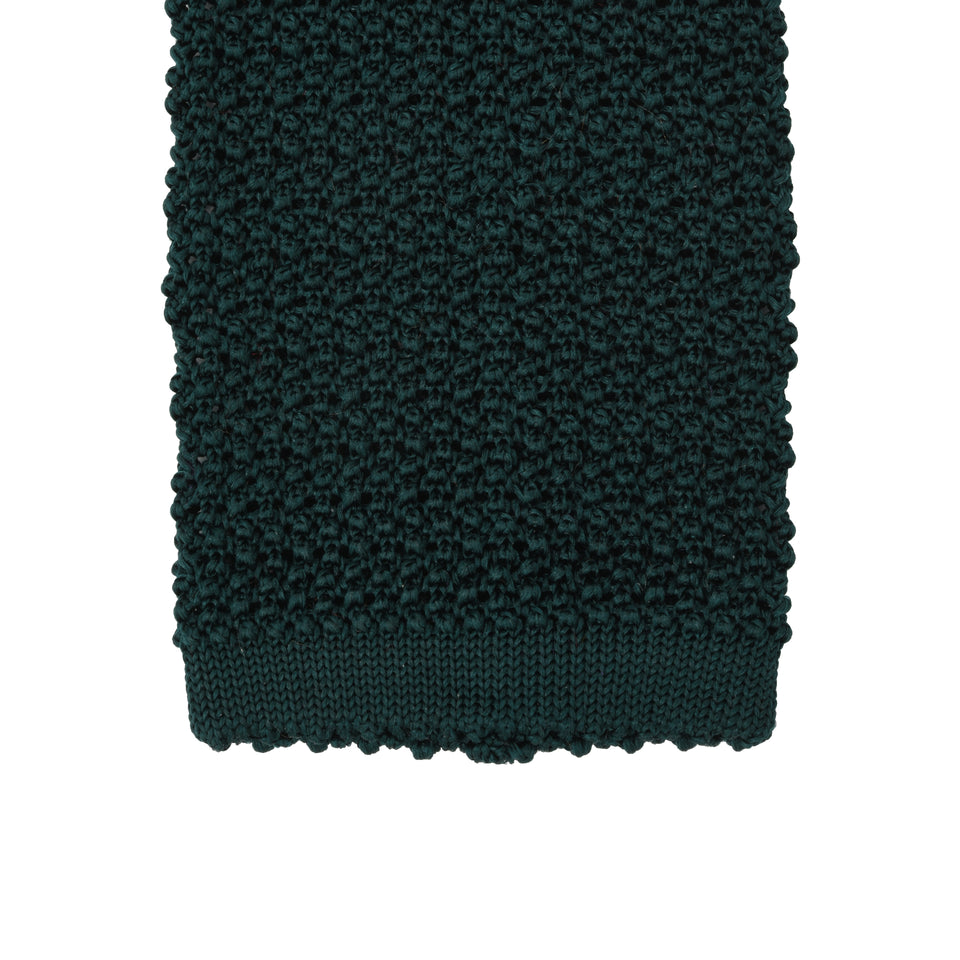 Orange Label | knit silk tie, forest green_tip