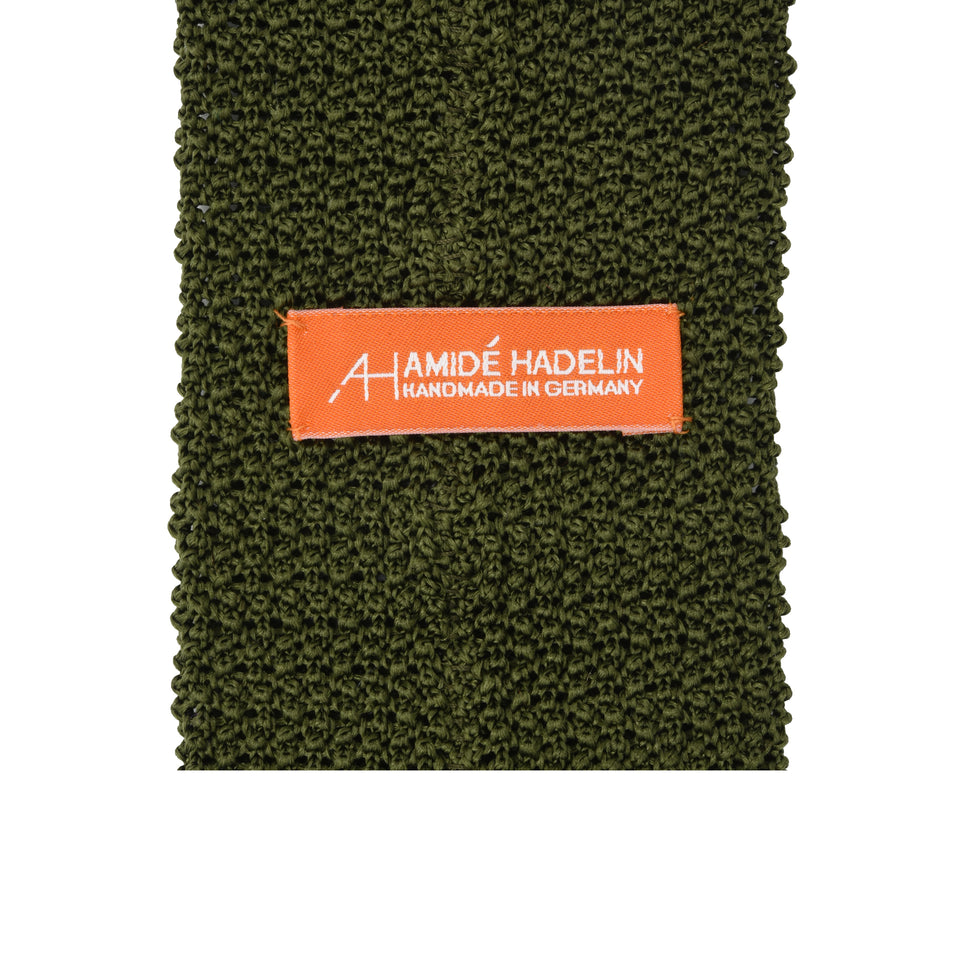 Orange Label | knit silk tie, olive_back