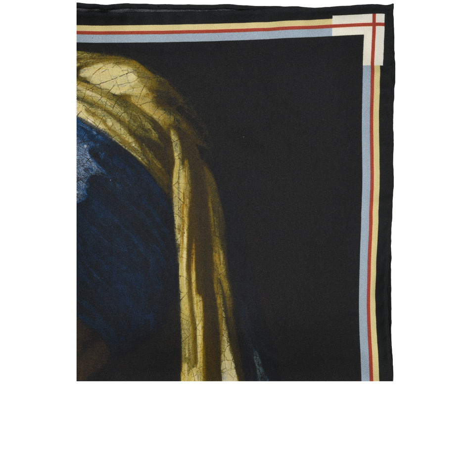 Amidé Hadelin | Johannes Vermeer pocket square 'Girl with a Pearl Earring'_top
