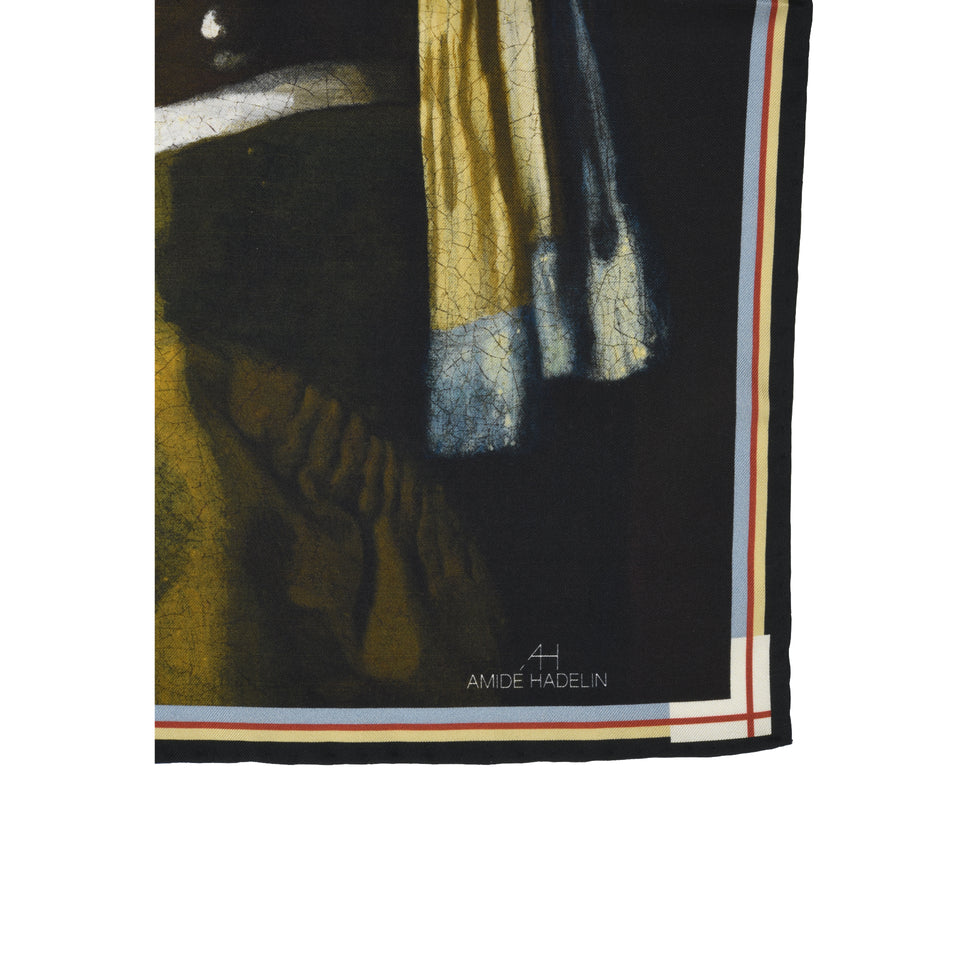 Amidé Hadelin | Johannes Vermeer pocket square 'Girl with a Pearl Earring'_bottom