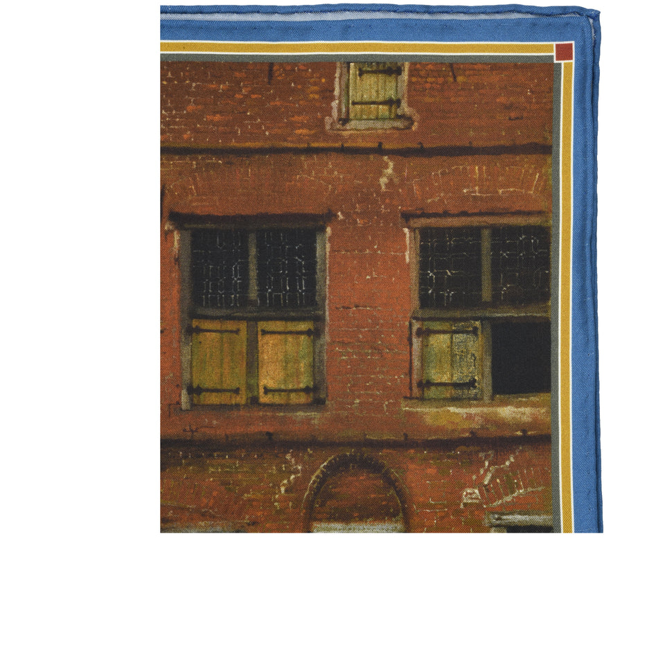 Amidé Hadelin | Johannes Vermeer pocket square 'The Little Street'_detail