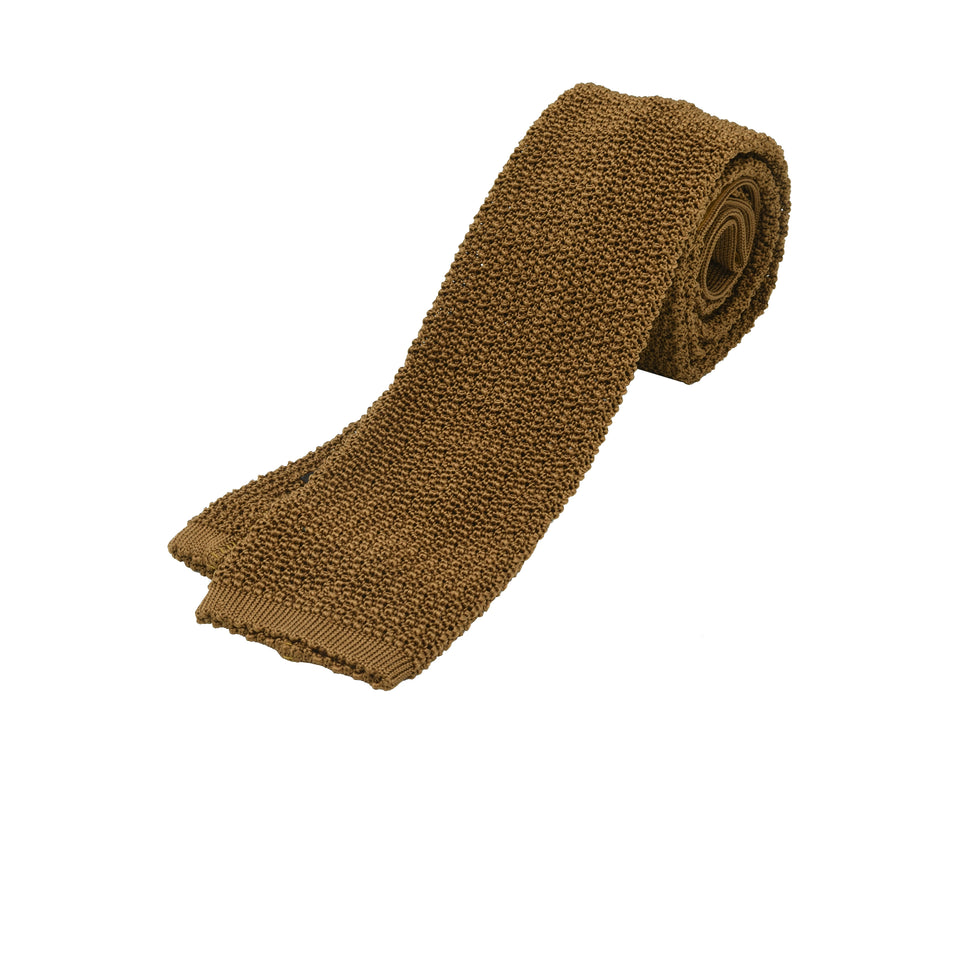 Orange Label | knit silk tie, light brown_full