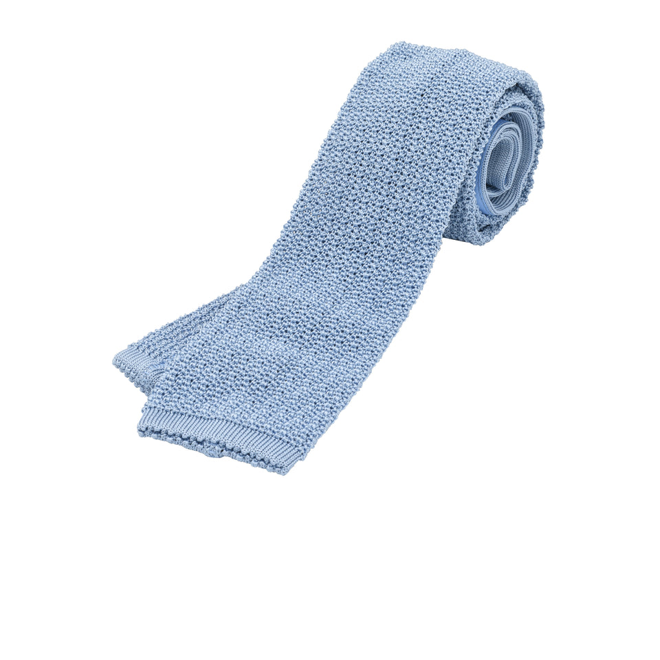 Orange Label | knit silk tie, light blue_full