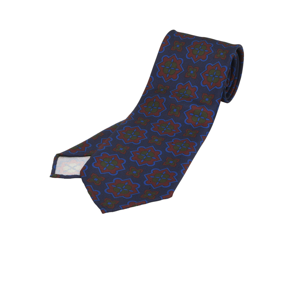 Orange Label | 36oz printed silk tie, navy/burgundy_full
