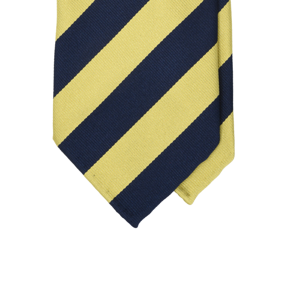 Amidé Hadelin | Regimental silk repp tie - navy/yellow_tip