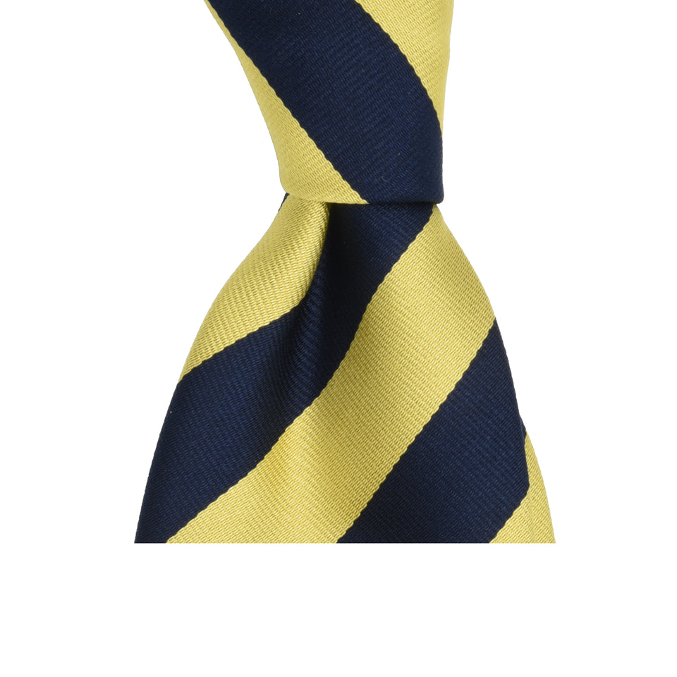 Amidé Hadelin | Regimental silk repp tie - navy/yellow_knot
