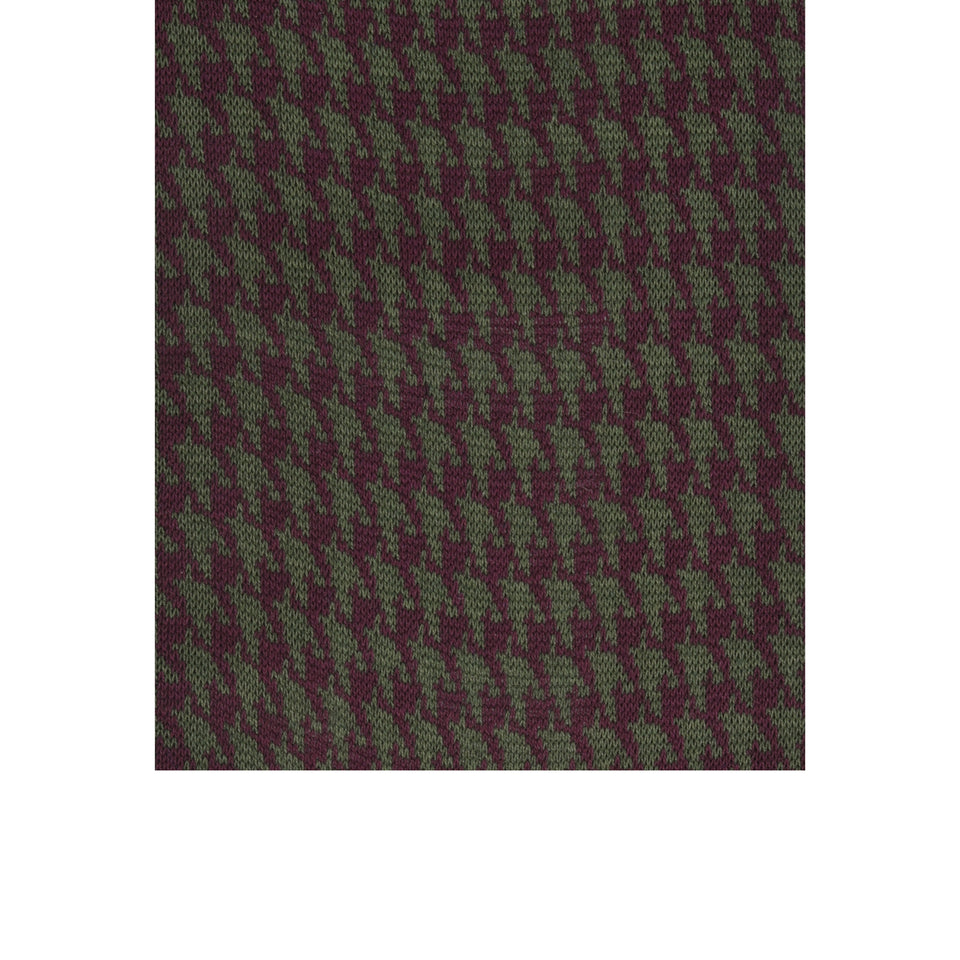 Amidé Hadelin | Knee high large herringbone cotton socks - burgundy/olive_pattern