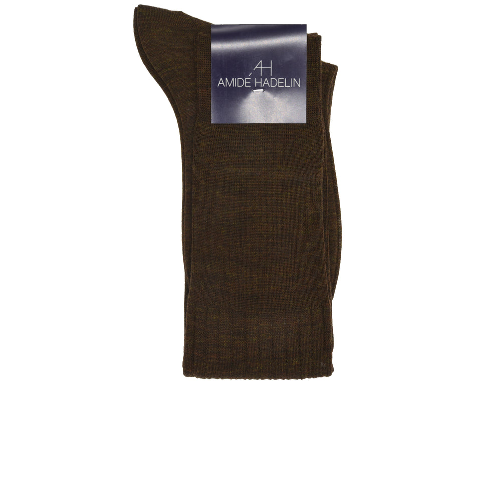 Amidé Hadelin | Knee high plain wool socks - brown_label