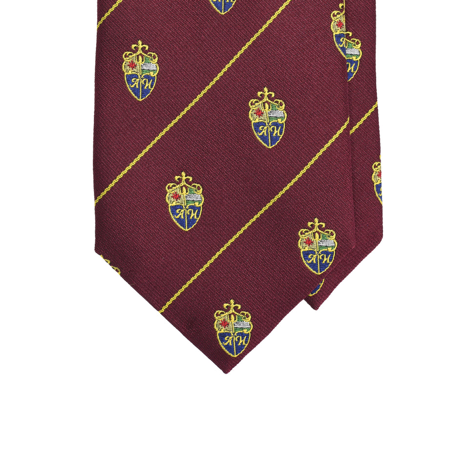 Amidé Hadelin | Amidé Hadelin crested silk tie, Handmade in Italy - burgundy_tip