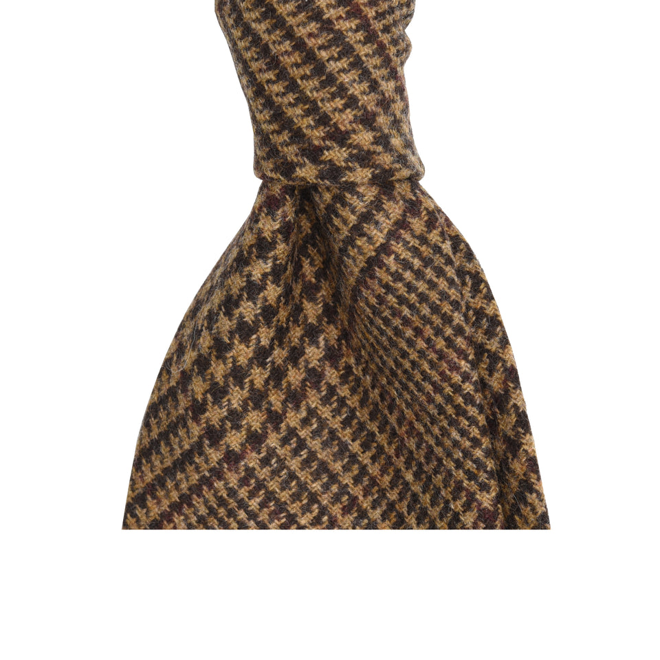 Amidé Hadelin | Marling & Evans glen check merino tweed tie - Handmade in Italy, beige/brown_knot