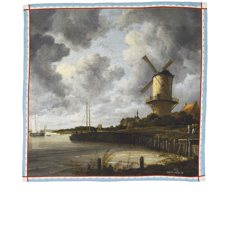 Amidé Hadelin | Jacob van Ruisdael pocket square 'The Windmill at Wijk bij Duurstede'_full