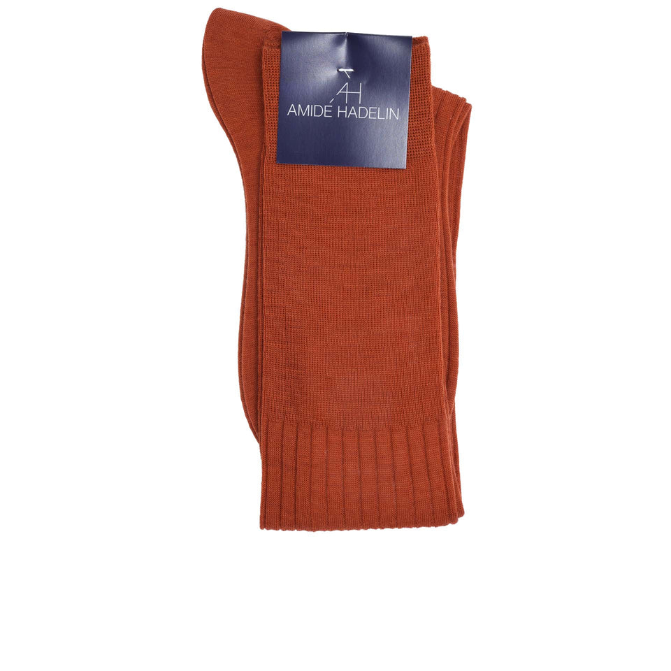 Amidé Hadelin | Knee high plain wool socks - rust_label