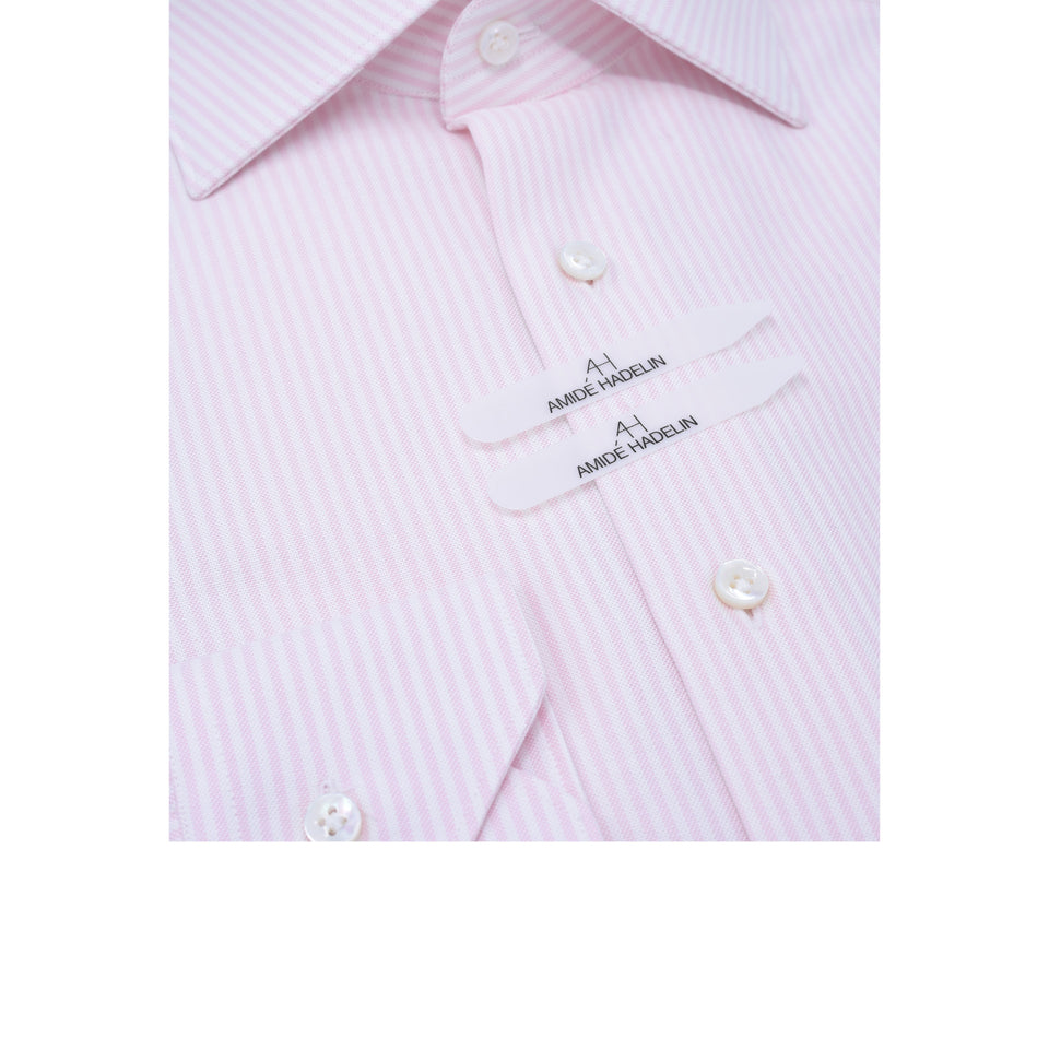 Orange Label spread collar striped oxford shirt - pink_collar stays