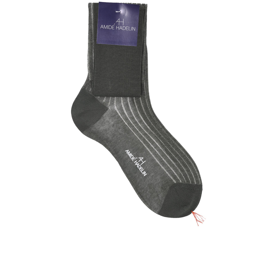 Amidé Hadelin | Knee high shadow stripe cotton socks - green/beige_full