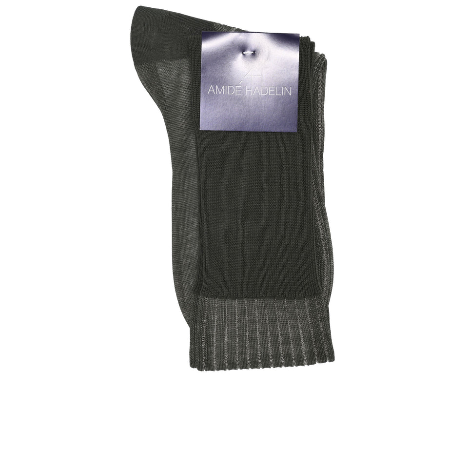 Amidé Hadelin | Knee high shadow stripe cotton socks - green/beige_label