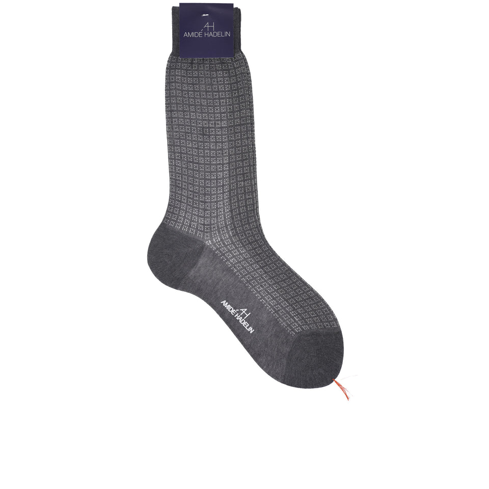 Amidé Hadelin | Short geometric cotton socks - medium grey/light grey_full