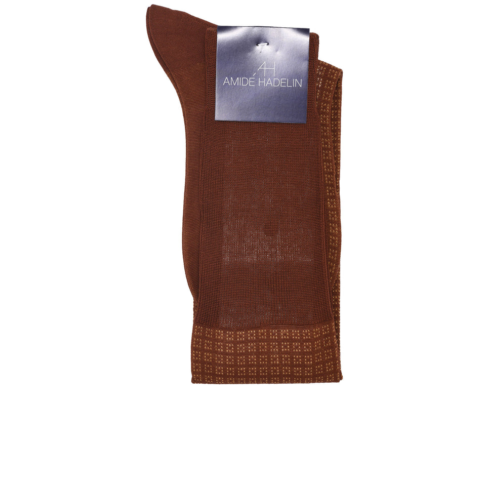 Amidé Hadelin | Knee high geometric cotton socks - burnt umber/brandy_label