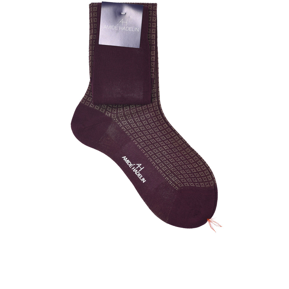 Amidé Hadelin | Knee high geometric cotton socks - burgundy/grapefruit_full