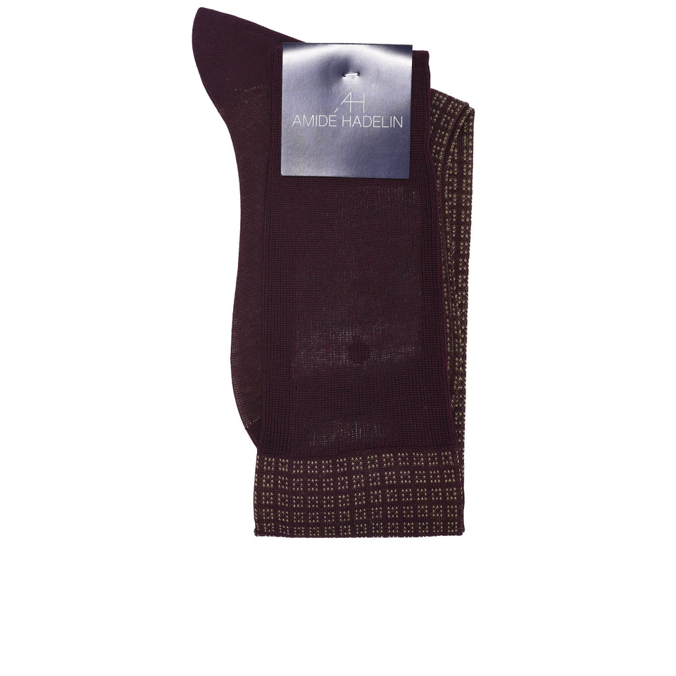 Amidé Hadelin | Knee high geometric cotton socks - burgundy/grapefruit_label