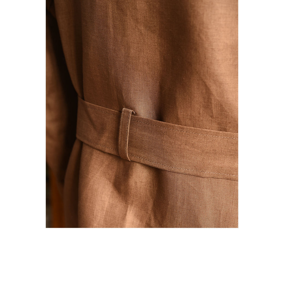 Amidé Hadelin | MTO Irish linen safari jacket - dark tan_back belt