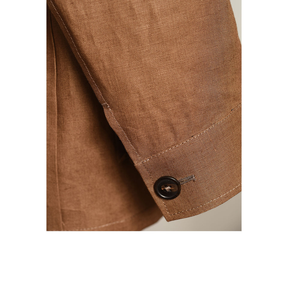 Amidé Hadelin | MTO Irish linen safari jacket - dark tan_cuff