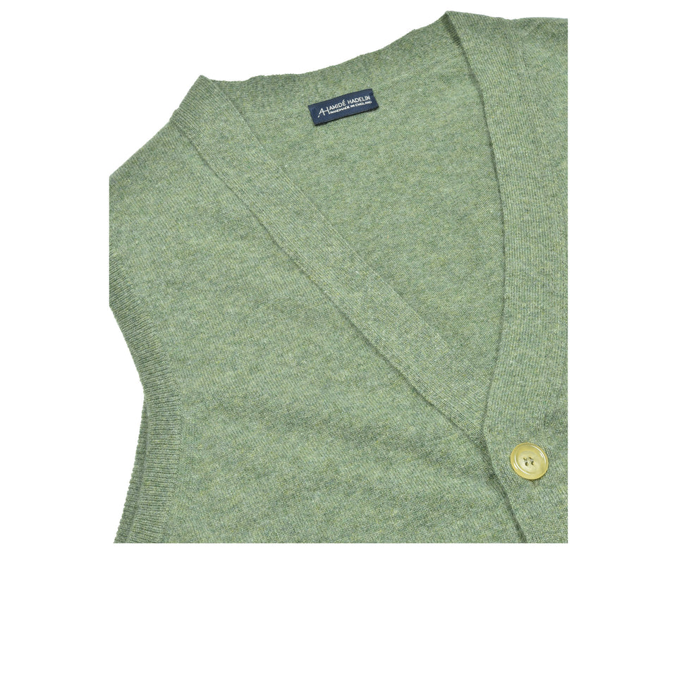 Super Geelong sleeveless cardigan - light green_neck