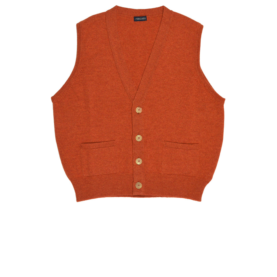 Lambswool short sleeveless cardigan - ember orange_full