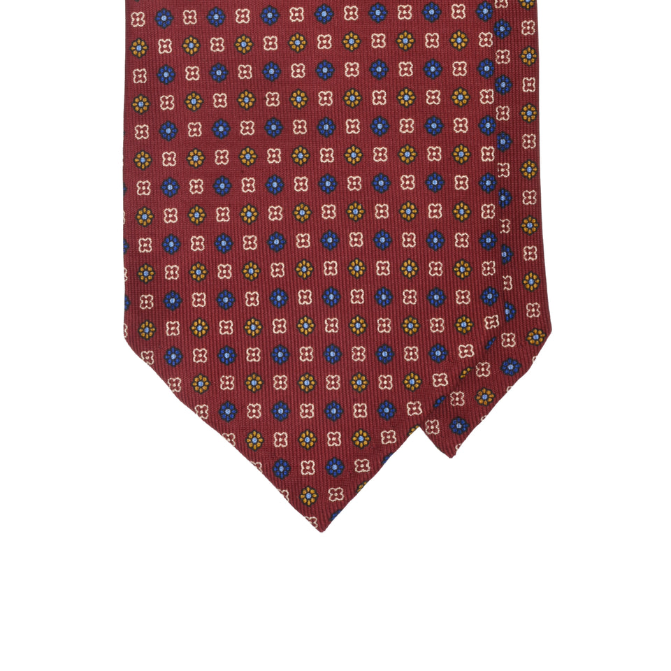 Amidé Hadelin | 8-fold handprinted silk tie, burgundy_tip