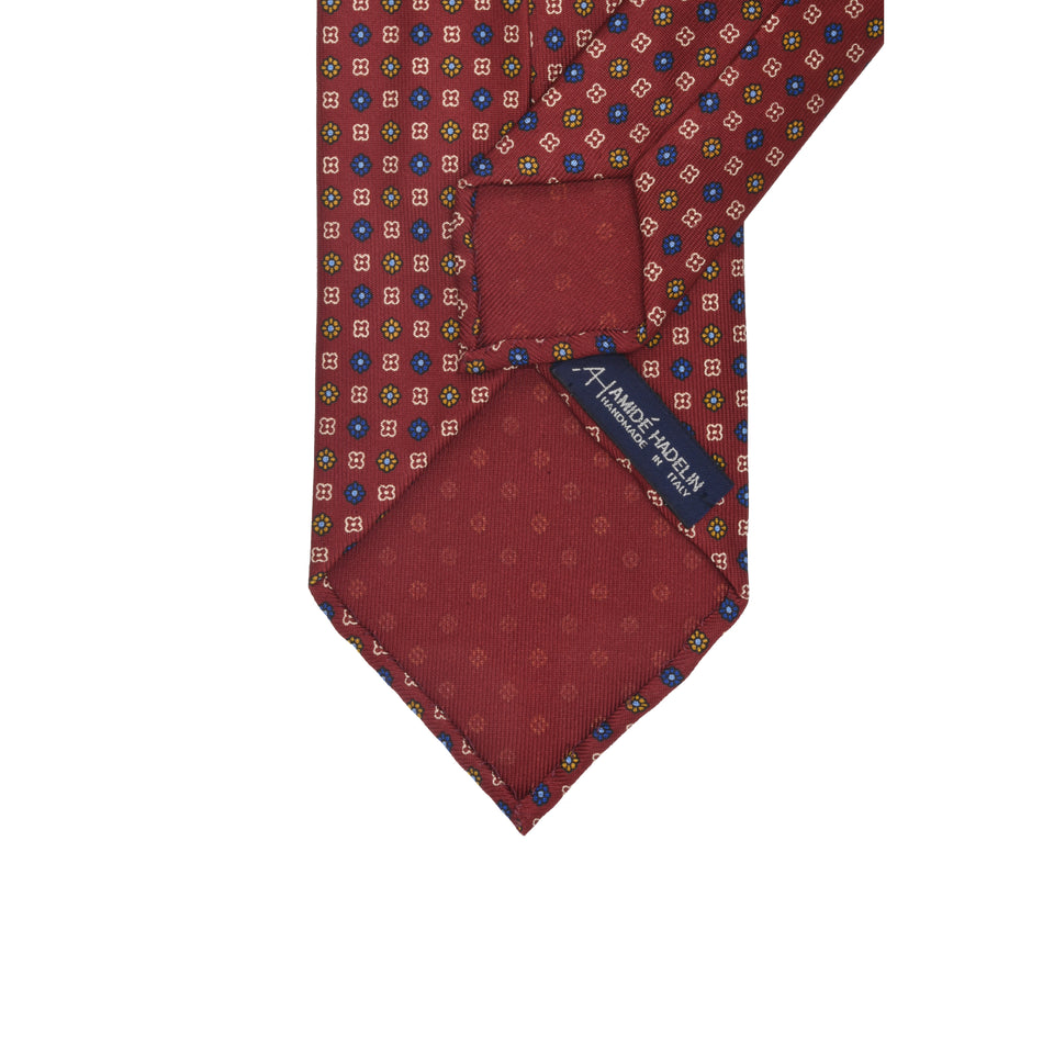 Amidé Hadelin | 8-fold handprinted silk tie, burgundy_back