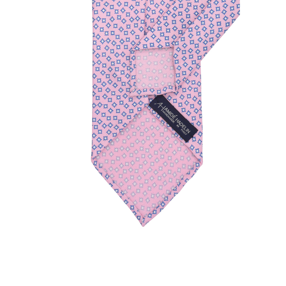Amidé Hadelin | Handprinted silk tie untipped, pink_back