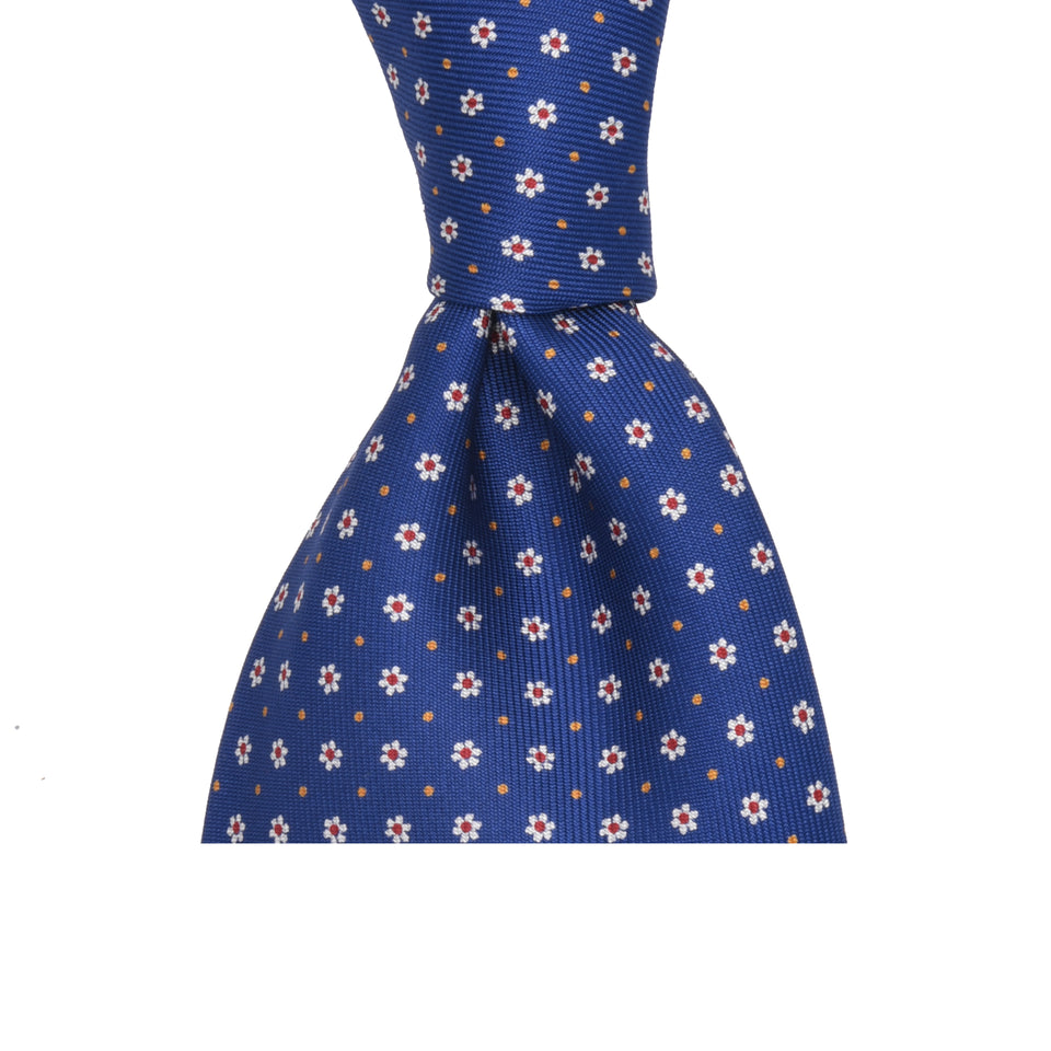 Amidé Hadelin | 9-fold handprinted silk floral tie untipped, blue_knot