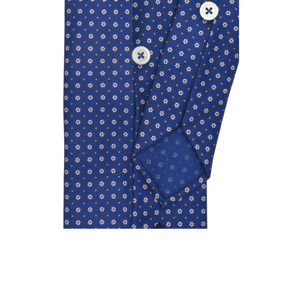 Amidé Hadelin | 9-fold handprinted silk floral tie untipped, blue_buttons