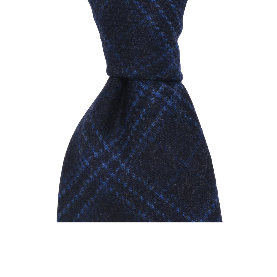 Amidé Hadelin | Marling & Evans check merino wool tie - Handmade in Italy, navy/blue_knot
