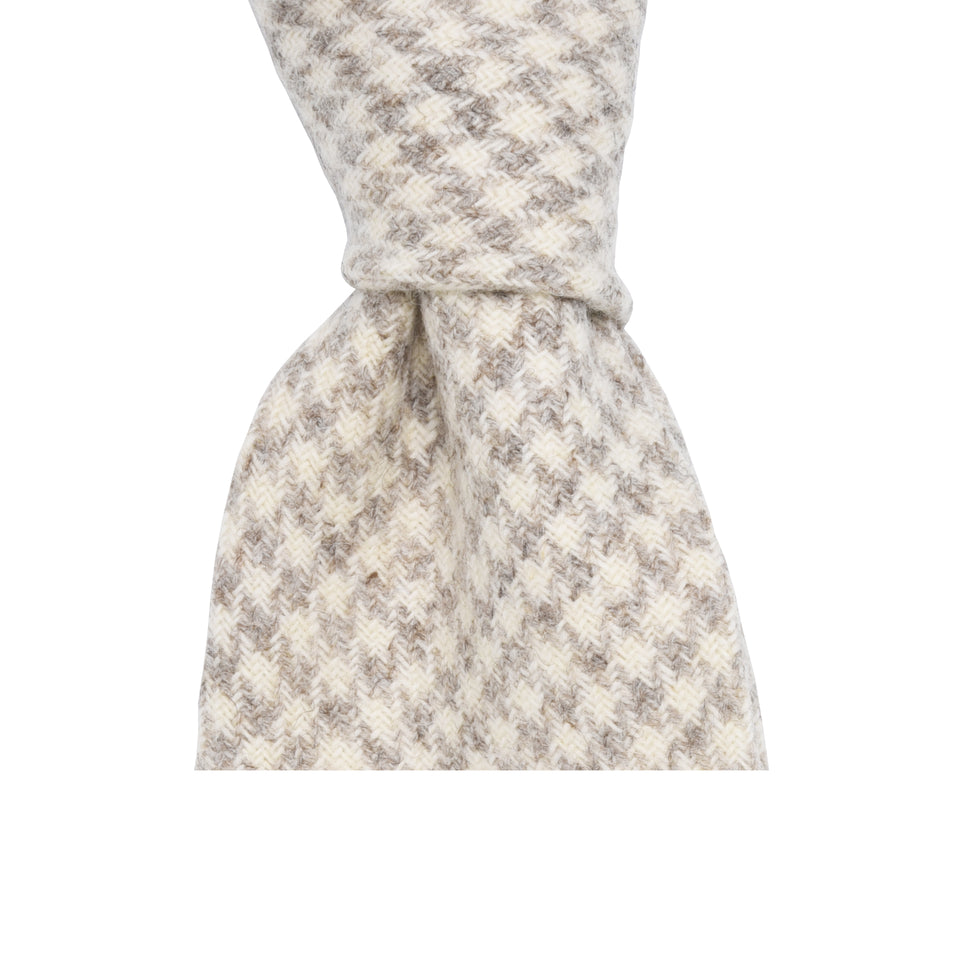 Amidé Hadelin | Marling & Evans houndstooth unyed merino wool tie - Handmade in Italy, natural_knot