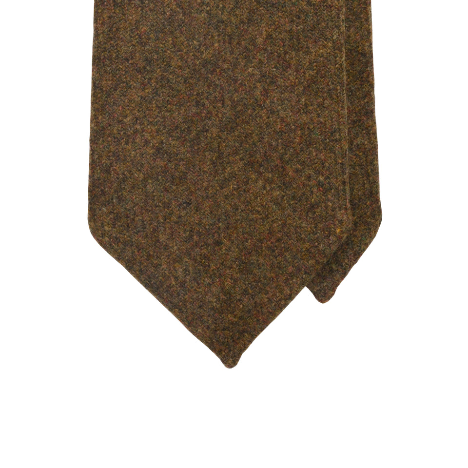 Amidé Hadelin | Abraham Moon merino tweed tie - Handmade in Italy, khaki_tip
