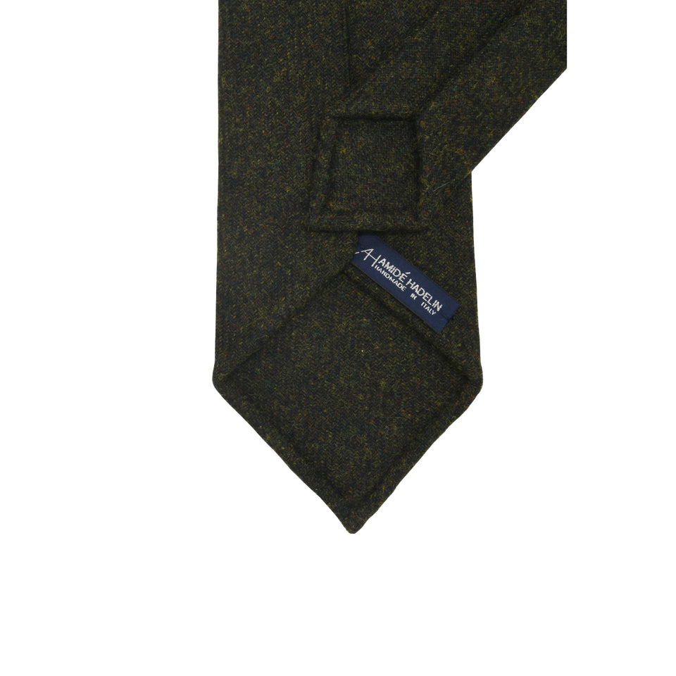 Amidé Hadelin | Abraham Moon merino tweed tie - Handmade in Italy, forest_back